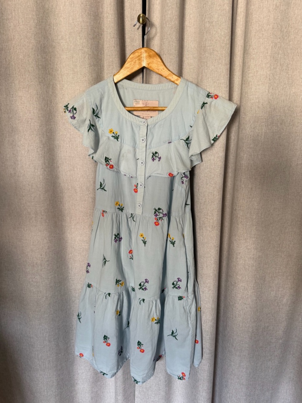 Gal Meets Glam Blue Dress with embroidered flowers